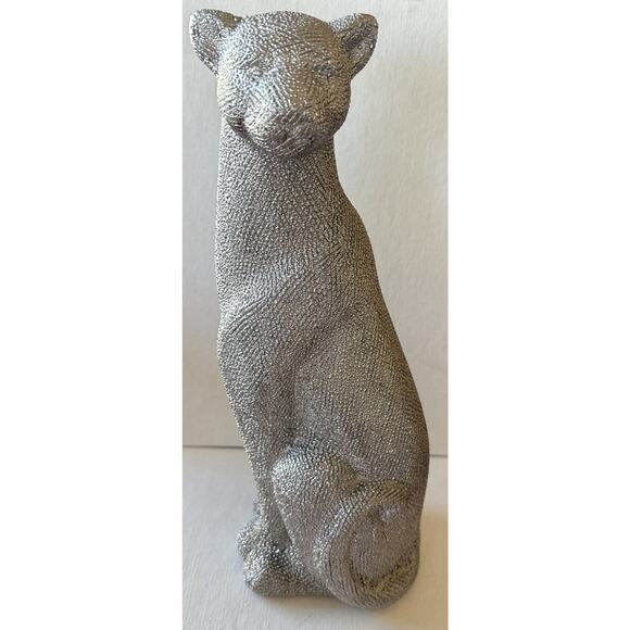 vintage Sagebrook Home 12" Leopard Figurine, Panther , Cheetah , Cat Silver - - Picture 2 of 9